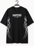 Camiseta Gráfica Oversized Negra – PRAYERS
