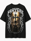 Camiseta Gráfica Oversized Negra – PRAYERS