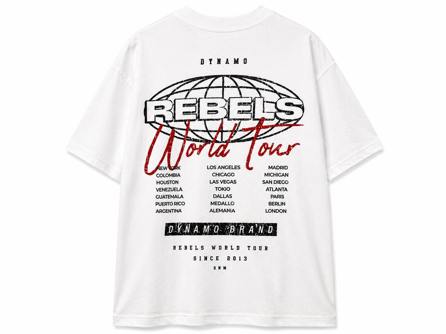 Camiseta Gráfica Blanca – Rebels World Tour Merch