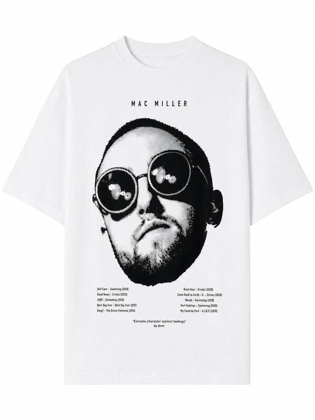 Camiseta Gráfica Blanca – Mac Miller Album Discography