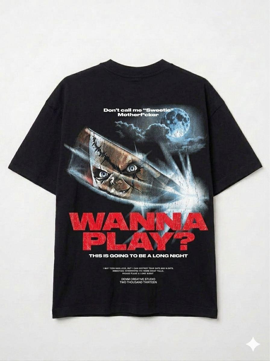 Camiseta Gráfica de Culto – Wanna Play? Chucky Edition
