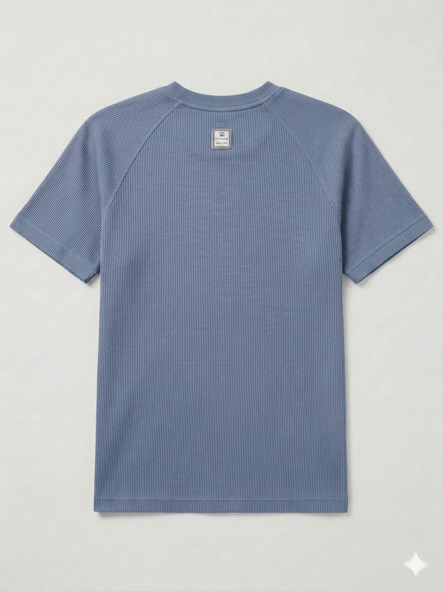 Camiseta Acanalada Manga Ranglán – Steel Blue Globe