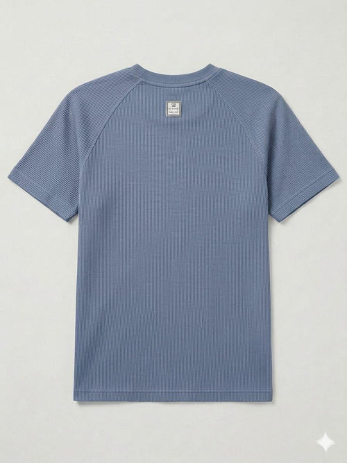 Camiseta Acanalada Manga Ranglán – Steel Blue Globe