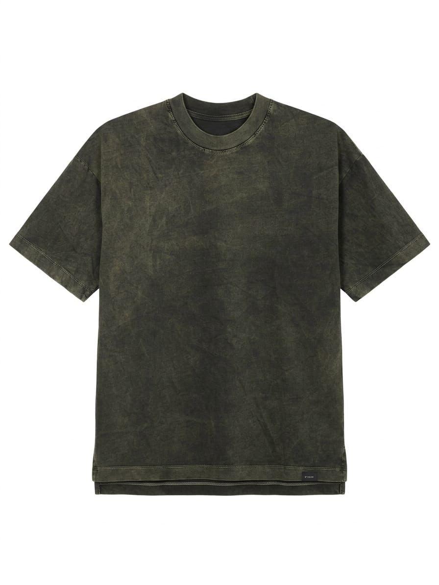 Camiseta Básica Pesada Lavado Ácido – Olive Acid Wash