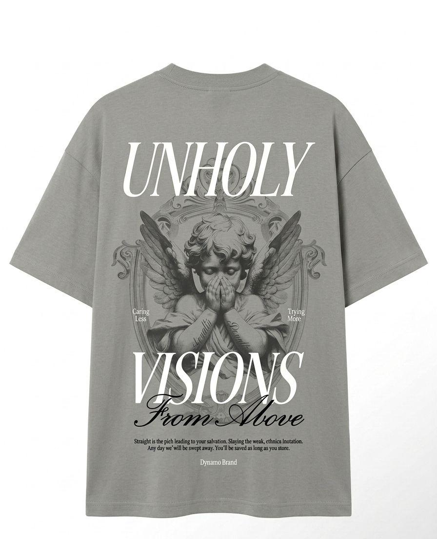 Camiseta Oversized Gris Cemento – Unholy Visions Dynamo
